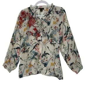 Vineet Bahl Anthropologie Top Women's Medium‎ Floral Embroidered Long Sleeve